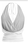 Ashlee Halter Draped Top (white)