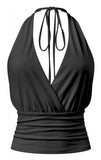 Ashlee Halter Draped Top (black)