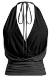 Ashlee Halter Draped Top (black)