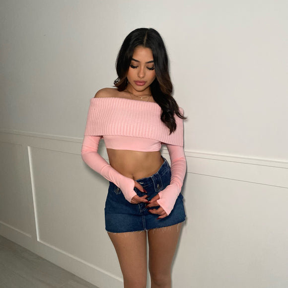 RYE Off the shoulder Top (PINK / BLACK)