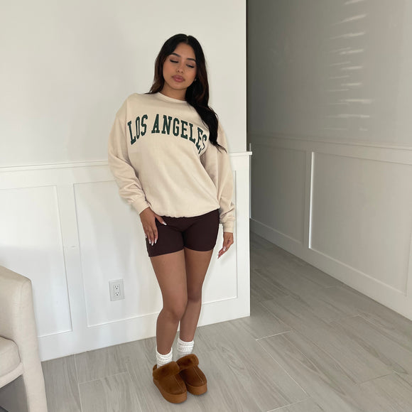 Los Angeles crewneck(CREAM/HUNTER GREEN)