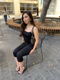 Lace Trim Capri pants (black)