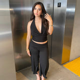 Ashlee Halter Draped Top (black)